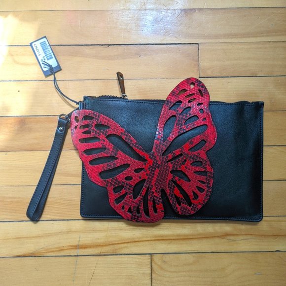 Wishbone Collection Browns  Butterfly Leather Clutch- NWT - Picture 1 of 9